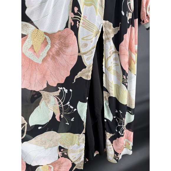 LuLu's Women's Floral Maxi Dress M Black Pink Fairy Whimsigoth Wedding Guest - Picture 6 of 13